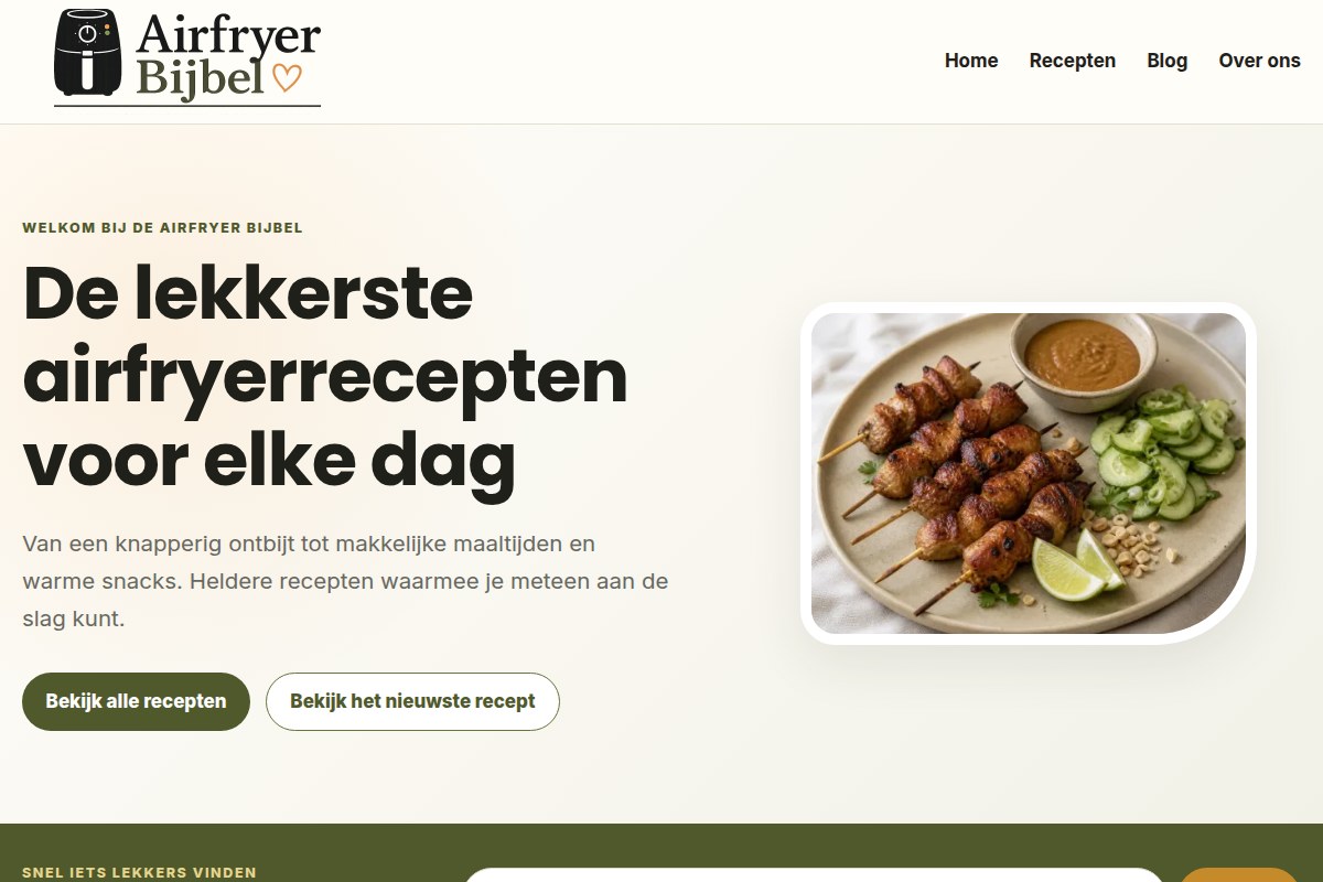 Website van Airfryer Bijbel als praktijkvoorbeeld van Xenid