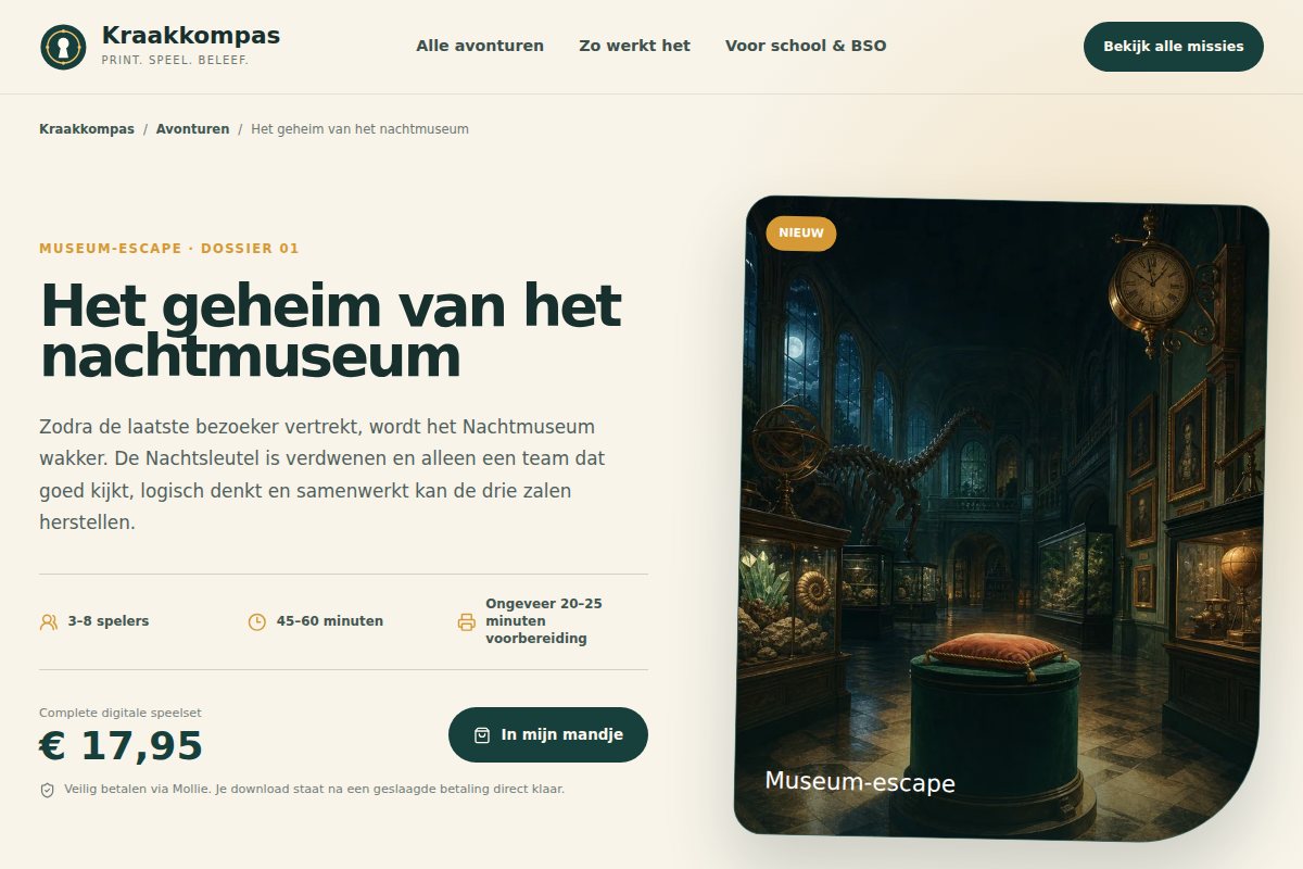 Productpagina van het printavontuur Het geheim van het nachtmuseum